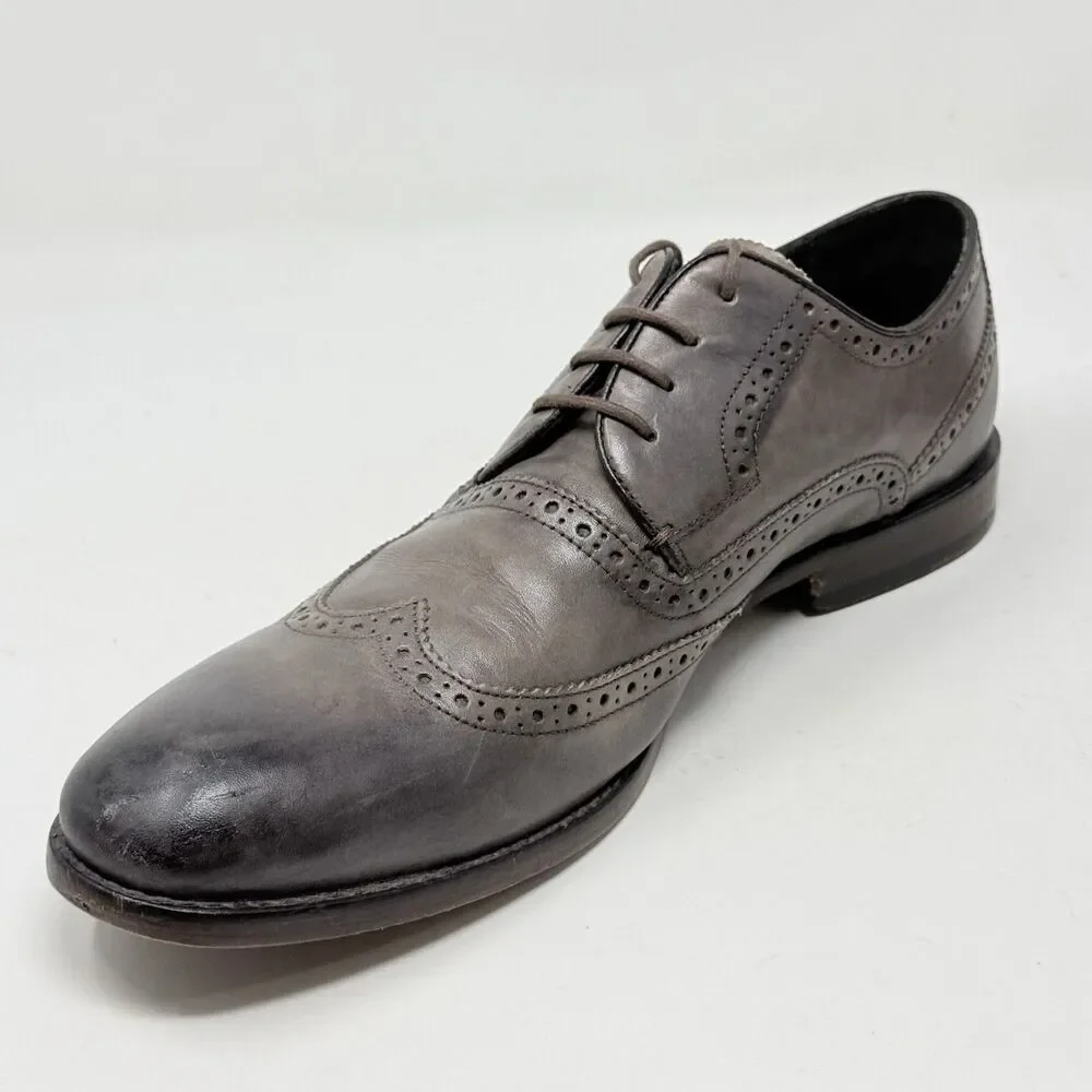 John Varvatos Luxe Derby Oxford Shoes Mens 13 Brown Leather Wingtip Brogue